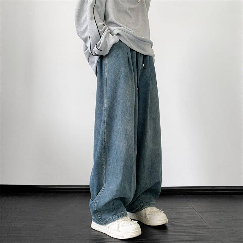 Men's Jeans Autumn and Winter Fashion Brand Japanese Wide Leg Leisure Harajuku Style Jeans Loose Youth All-Matching Trousers