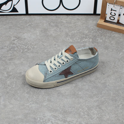 ikearlax South Korea Dongdaemun Distressed Canvas Dirty Shoes Female  Summer New XINGX Casual Flat Skateboard Shoes Golden Goose Shoes