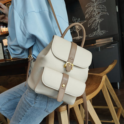 Leather Backpackage Women's Bag  New Trendy Soft Leather First Layer Cowhide Casual All-Match Pure Leather Bag Small Backpack