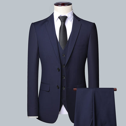 IKEARLAX  New Suit Suit Men's Three-Piece Slim-Fit Korean Wedding Dress Business Formal Wear British Plaid Suit