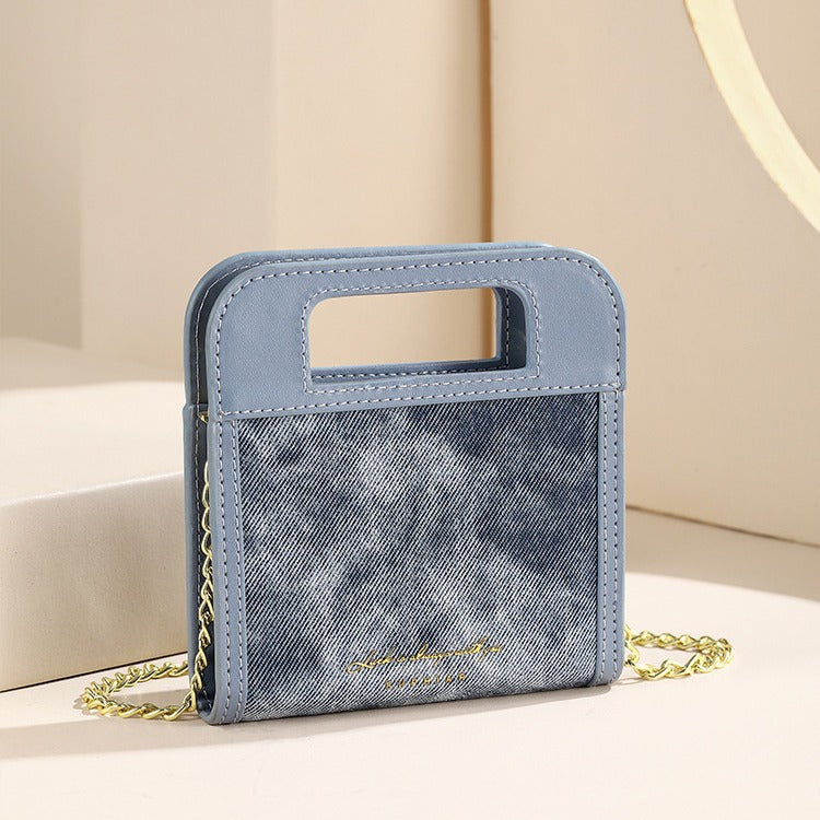 South Korea Same Style with Mall Wallet Women's High-Grade Chain Crossbody Folding Wallet Short Women's Wallet Ins Women