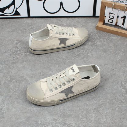 ikearlax South Korea Dongdaemun Distressed Canvas Dirty Shoes Female  Summer New XINGX Casual Flat Skateboard Shoes Golden Goose Shoes