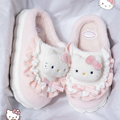 Sanrio Cartoon Cinnamoroll Babycinnamoroll Winter Cotton Slippers Female Non-Slip Thickening Thermal Student Dormitory Cute Women Plush