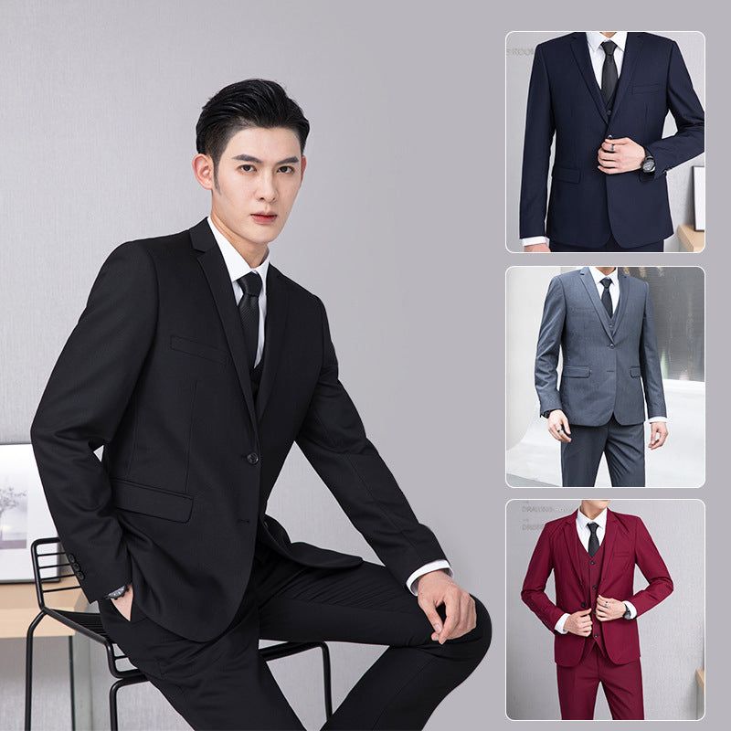 IKEARLAX  Suit Men's Korean-Style Work Korean Slim Fit Suit Suit Group Clothes Formal Dress Groomsman Suit Business Formal Wear Autumn and Winter