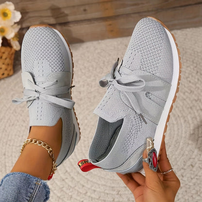 ikearlax Foreign Trade Large Size Flat Bottom Sports Casual Shoes Female  Four Seasons New Comfort Breathable Fly Woven Mesh Light Running