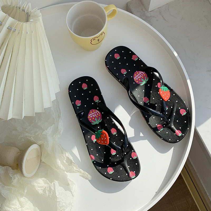 Pineapple Flip Flops Women's Summer Student Outer Wear Korean Style Soft Bottom Non-Slip Flip-Flop Flip-Flops Seaside Beach Slippers Summer