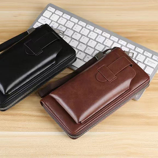 Retro Wallet Men's Long Large Capacity 2023 New Wallet Clutch Wallet Zip Clutch Mobile Phone Bag