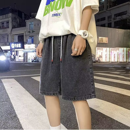 Denim Shorts Men's Summer Fashion Brand Ins High Street Fifth Pants Loose Outer Wear Breeches Design Sense Niche Middle Pants