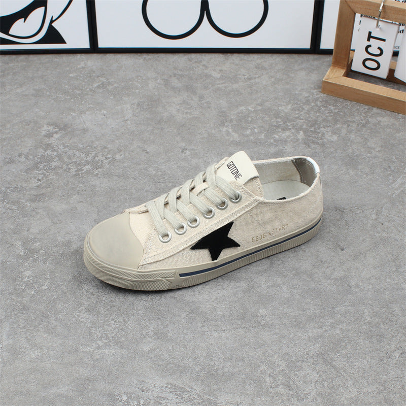 ikearlax South Korea Dongdaemun Distressed Canvas Dirty Shoes Female  Summer New XINGX Casual Flat Skateboard Shoes Golden Goose Shoes