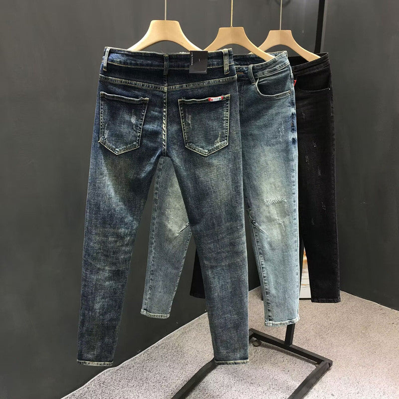 Jeans Men Fashion Brands 2023 for Spring and Summer Slim Fit Skinny Pants Korean Fashion Casual Stretch Pants Men