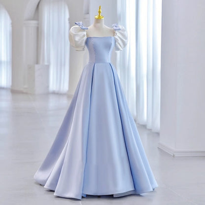 IKEARLAX  Escape Princess Series Blue Puff Sleeve Evening Dress  Summer New Student Graduation  Suit