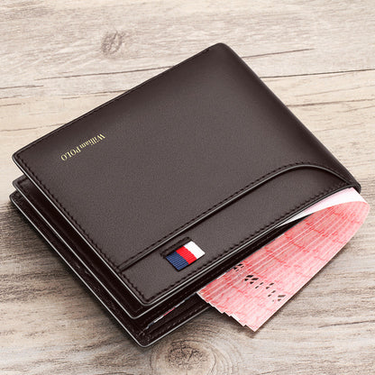 Emperor Paul Wallet Men's Genuine Cattlehide Leather Surface Short and Simple Business Coin Purse Men's Card Holder Men's Wholesale