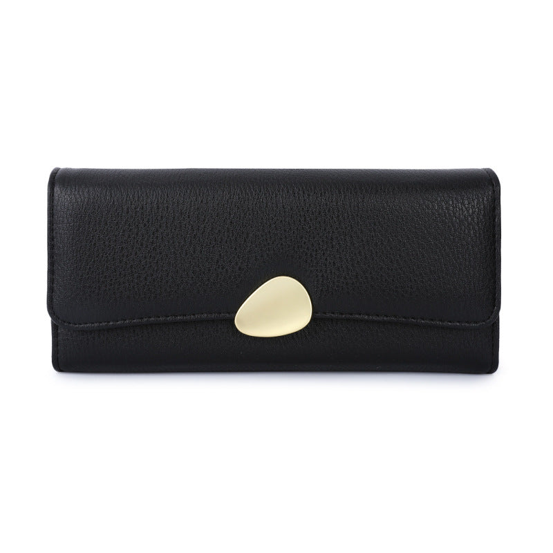 New HOTan and NEWn Lychee Pattern Big Three Fold Wallet All-Matching Ladies Long Clutch Generation Hair