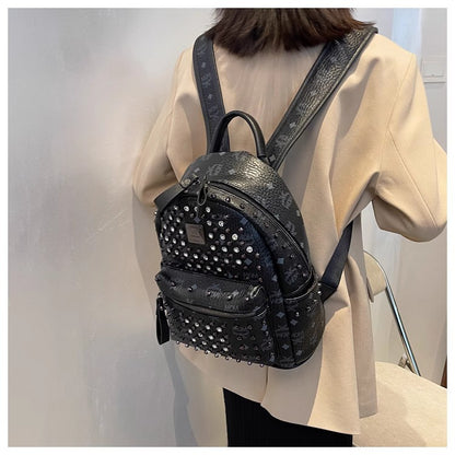 Backpack Dual-Use Crossbody Bag Women's Classic M Home Letter Printing Popular Diamond Rivets Large-Capacity Backpack Wholesale