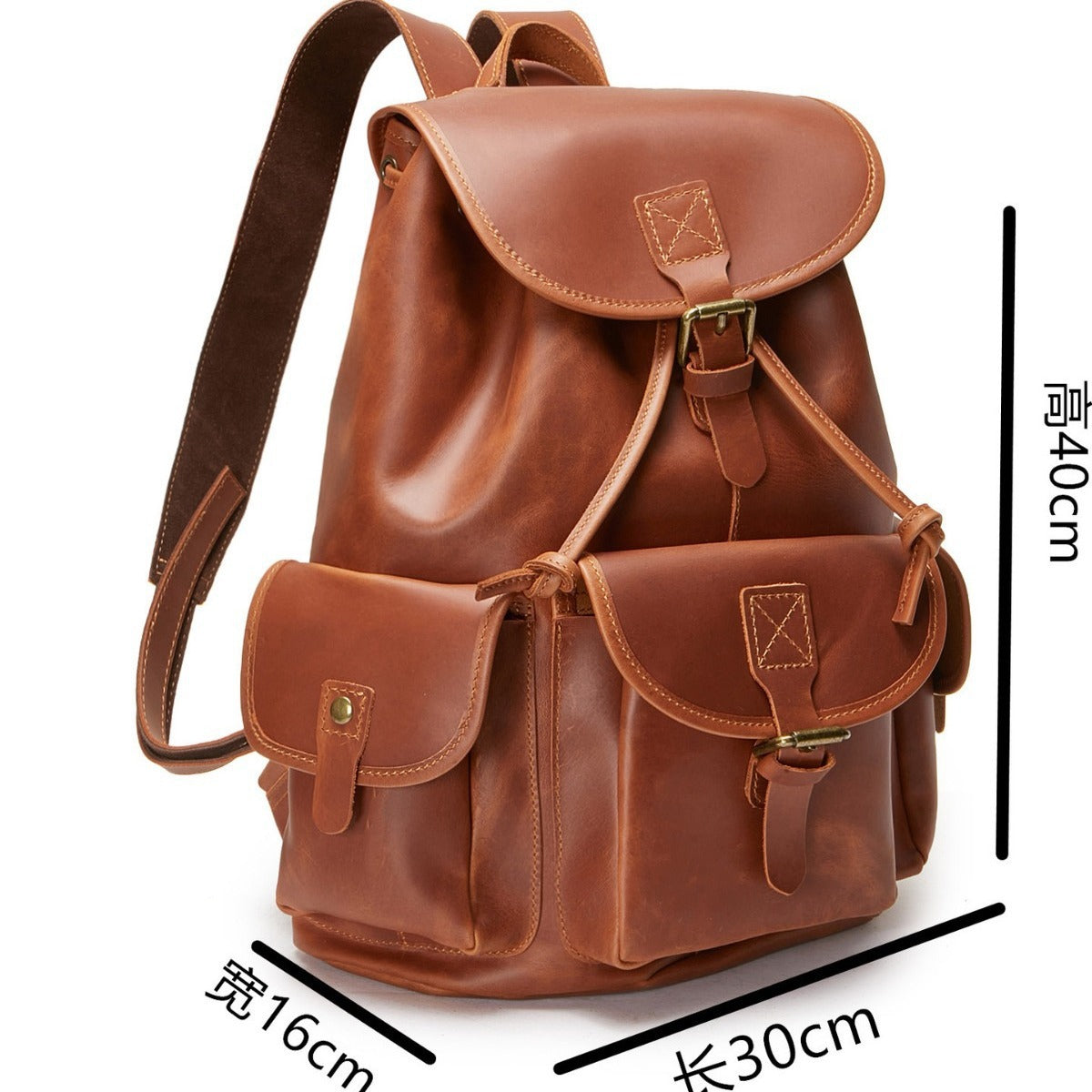 From My Factory Direct Supply Leather Backpackage Men's and Women's Casual Leather Backpack High School Student Simple Outerwear Schoolbag