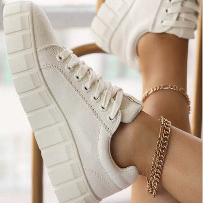 ikearlax Cross-Border plus Size Foreign Trade Shoes Women's Platform Lace-up Casual Flat Skateboard Shoes Women's Shoes Korean Fashion Lovers Shoes Wholesale