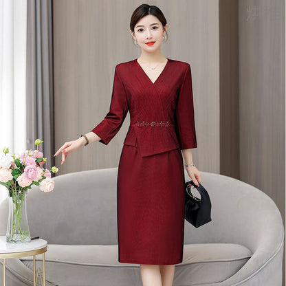 IKERRLAX Z Mother's Wedding Dress Fashion and Young Western Style Middle-Aged and Elderly Dress Fat Mother-in-Law Knot Wedding Reception Clothes