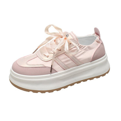 ikearlax Platform Casual Shoes Women's Summer New Fashion Satin Breathable Thin and All-Matching White Shoes Sports Board Shoes German Training Shoes