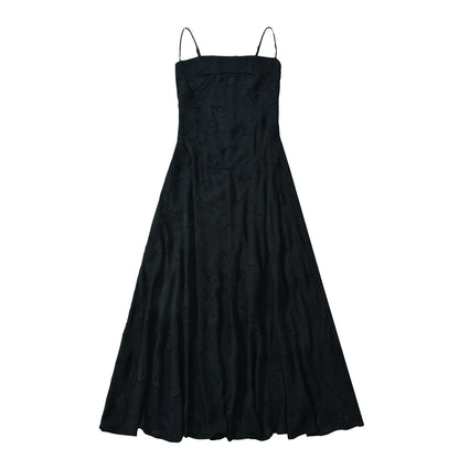 IKEARLAX  Extended! Romantic Encounter  Goddess Sexy Backless Lace up Jacquard Sling Dress Dress Long Dress