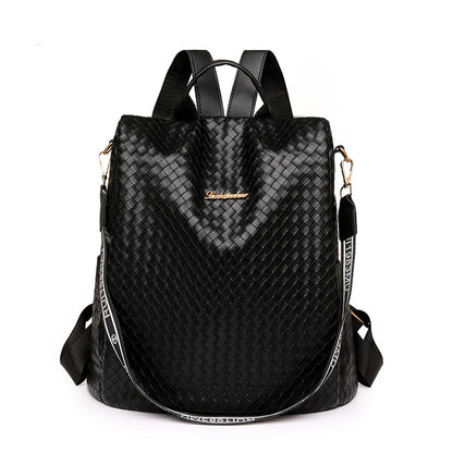 New Pu Material Backpack Leisure Sports Bag Multi-Functional Fashion Zipper Solid Color Backpack