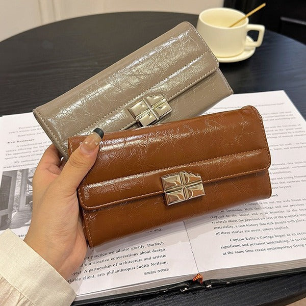 2024 New Popular Stone Pattern Design Clutch Casual Tri-Fold Long Wallet Female Temperament Envelope Package