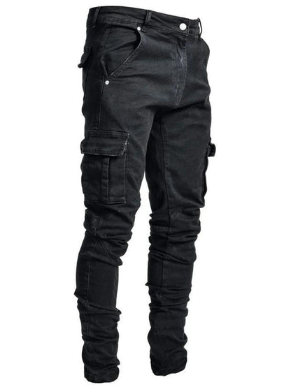 In Stock New Europe and America Cross Border New Jeans Men's Side Pocket Skinny Jeans Nk012