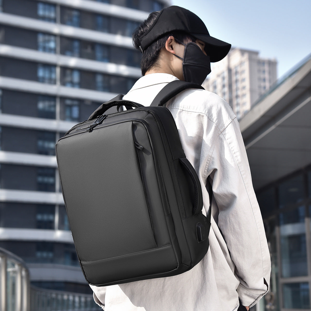 Cross-Border Men's Business Commute Backpack Expansion Travel USB Charging Backpack Multifunctional Laptop Bag