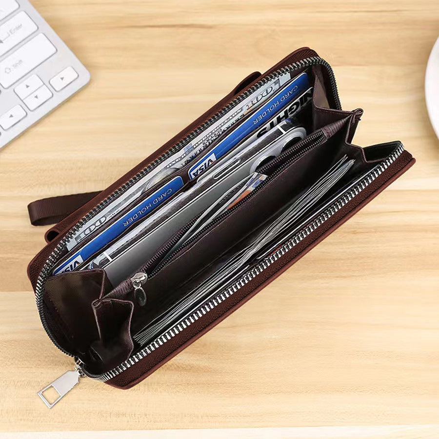 Retro Wallet Men's Long Large Capacity 2023 New Wallet Clutch Wallet Zip Clutch Mobile Phone Bag