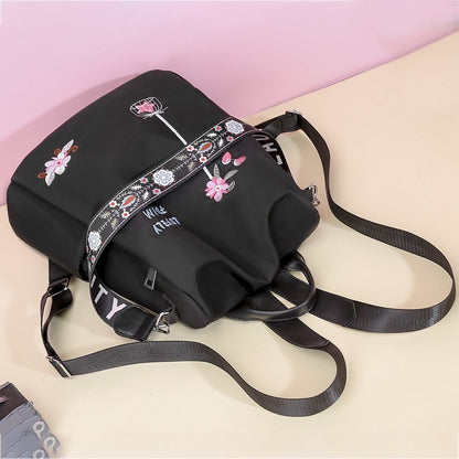 New Chinese Backpack Female Chinese Style Embroidery Solid Color Backpack Casual Temperament Female Anti-Theft Ethnic Style Travel One Shoulder Bag