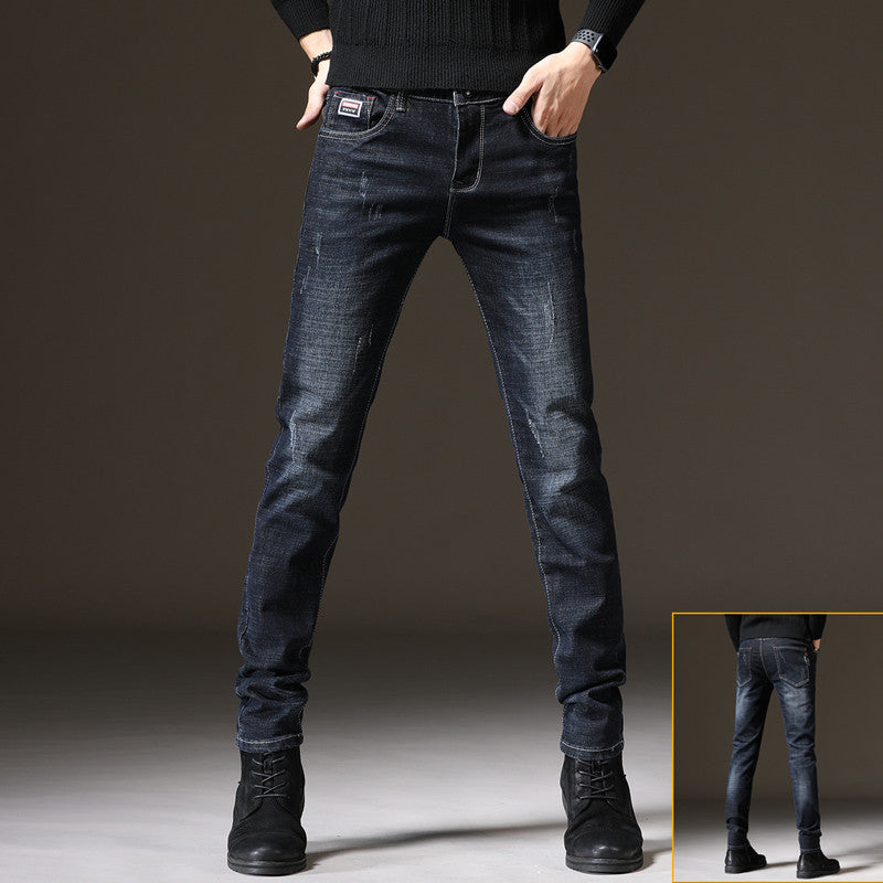 New Men's Jeans Men's Loose Skinny Japanese Elastic Spring and Autumn Casual Pants Men's Belt Fashionable Trousers