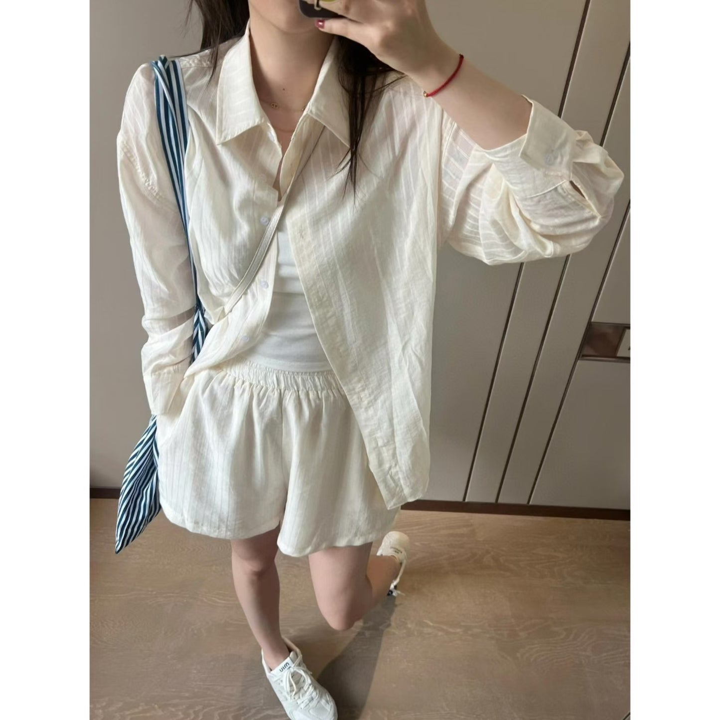 New RL Ruff Pony Embroidered Linen Suit Women's Summer Two-Piece Long-Sleeved Shirt High-Grade Shorts Suit Women's