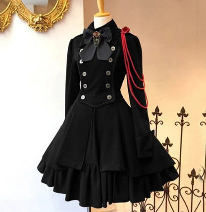 ikearlax Wish Hot Medieval Renaissance Vintage Bow Long Sleeve Ruffled Cosplay Dress Mi1624