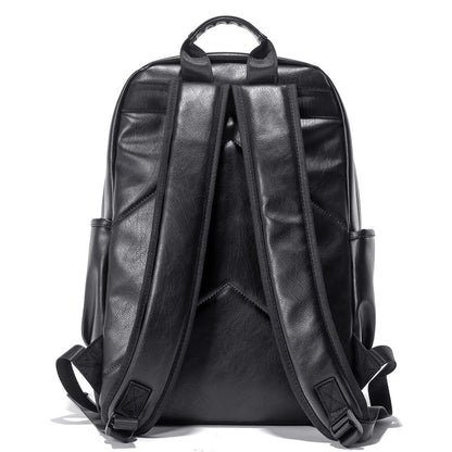 New Backpack Cross-Border Pu Bag Computer Bag Large Capacity Schoolbag All-Matching Men's Simple Casual Backpack