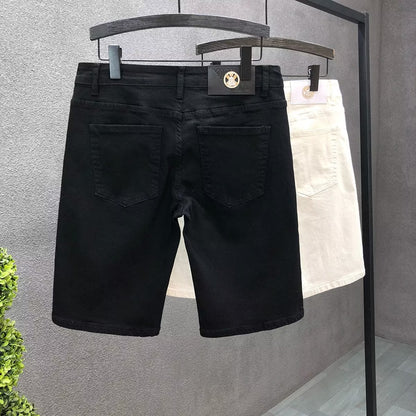 Giant Handsome Young Man Denim Shorts Men's Summer Thin 2024 New Summer Men White Fifth Jeans