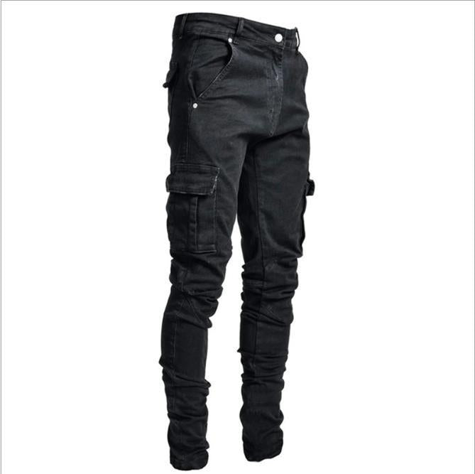 In Stock New Europe and America Cross Border New Jeans Men's Side Pocket Skinny Jeans Nk012