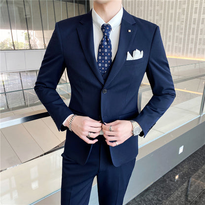 IKEARLAX  Suit Men's Business Casual Three-Piece Suit Business Clothing Suit Korean Best Man Groom Wedding Suit