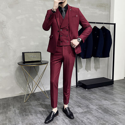 IKEARLAX  New British Style Suit Men's Suit Slim Fit Small Business Suit Business Formal Wear with Groom Wedding Suit Leisure Suit