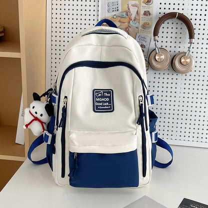 New Large Capacity Backpack Women's Japanese Style Contrast Color Fashion Brand College Students Bag Casual Travel Bag Computer Bag