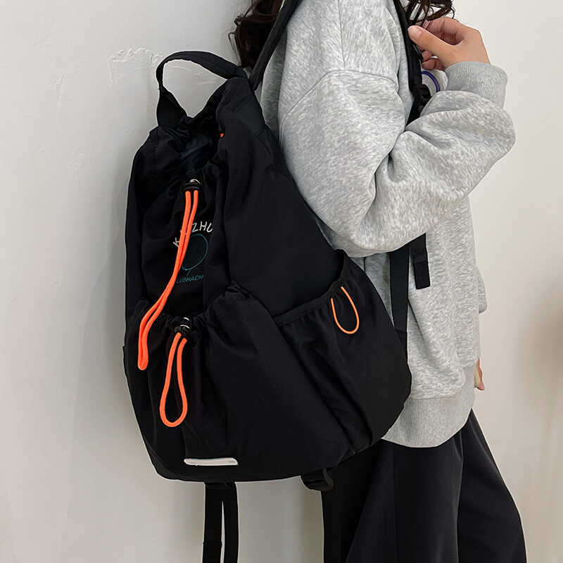 Korean Drawstring Backpack Travel Tourist Mountaineering College Student Outdoor Backpack Men and Women Riding Badminton Tennis Pack