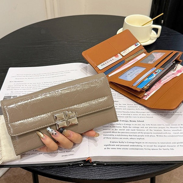 2024 New Popular Stone Pattern Design Clutch Casual Tri-Fold Long Wallet Female Temperament Envelope Package