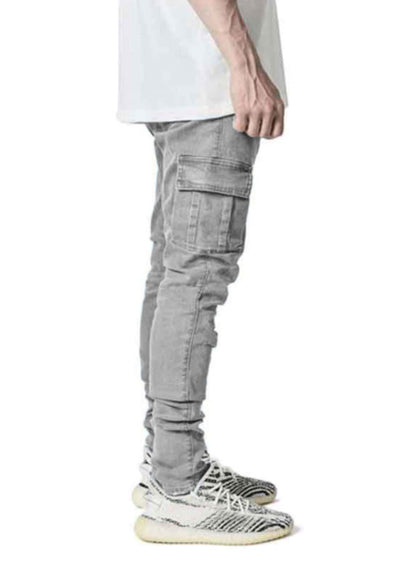 European Station  New Arrival Jeans Men's Side Pocket Skinny Jeans One Piece Dropshipping