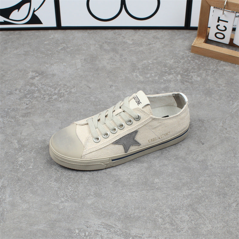 ikearlax South Korea Dongdaemun Distressed Canvas Dirty Shoes Female  Summer New XINGX Casual Flat Skateboard Shoes Golden Goose Shoes