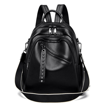 New Fashion Cattlehide Leather Bag Travel Backpack Female High Sense Large Capacity Student Women's Backpack Genuine Leather