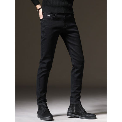 New Men's Jeans Men's Loose Skinny Japanese Elastic Spring and Autumn Casual Pants Men's Belt Fashionable Trousers