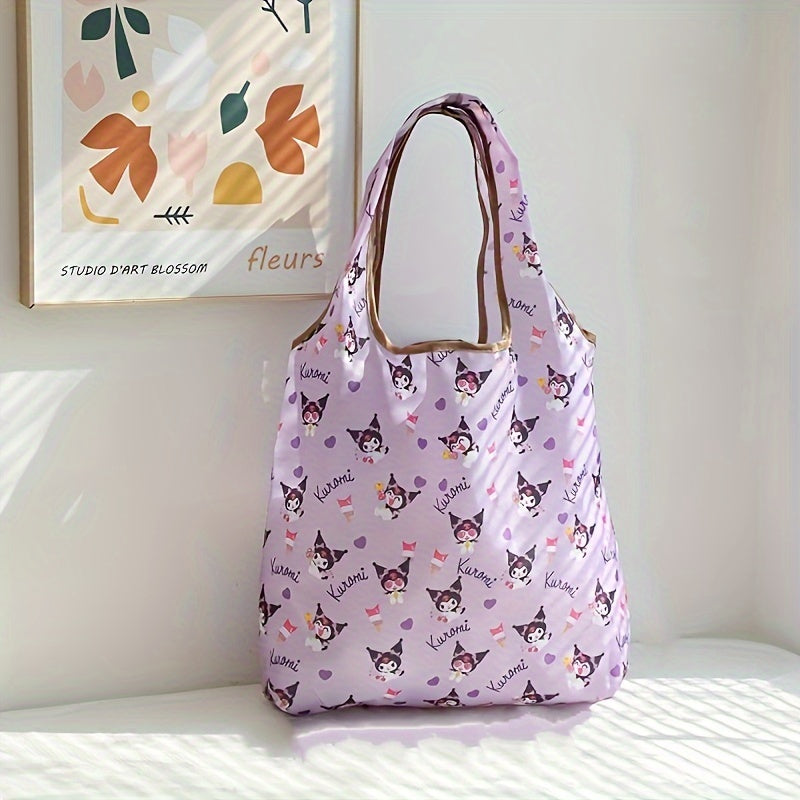 Sanrio'S Ultimate Foldable Shopping Bag - Cute Cartoon Designs, Eco-Friendly Polyester