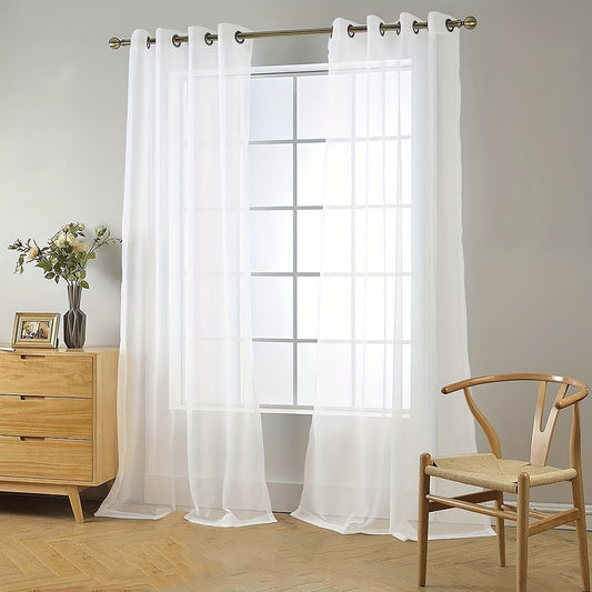 1pc Pure White Translucent Window Sheer Curtain - Light, Thin, and Breathable Decorative Panel for Kitchen, Bathroom, Living Room - Easy to Hang, Energy-Efficient, and Dust-Repellent Home Decor Solution