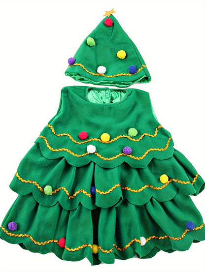 Girls/boys Christmas Tree Costume Dress Kids Cosplay Dress For Christmas Party Gift Performance