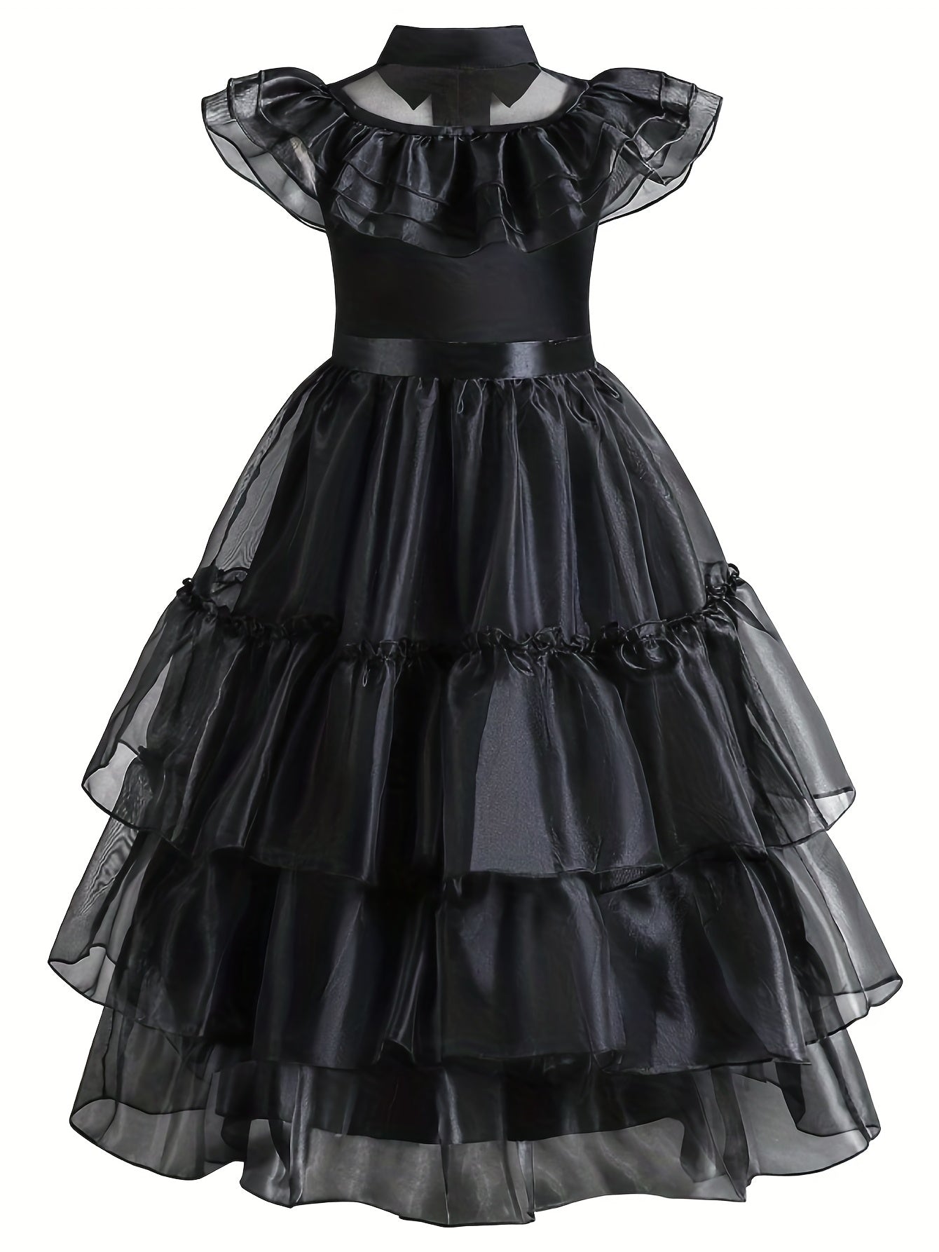 Girls' Sleeveless Ruffled Trim Dress - V-Neck, Button Front, Perfect for Halloween Party and Summer Outfit