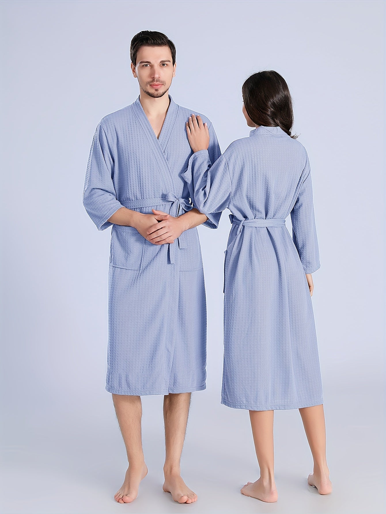 Men's Breathable Comfy Solid Color Thin Style Robe For Home Pajamas Wear Nightgown Sets After A Bath For Spring And Summer