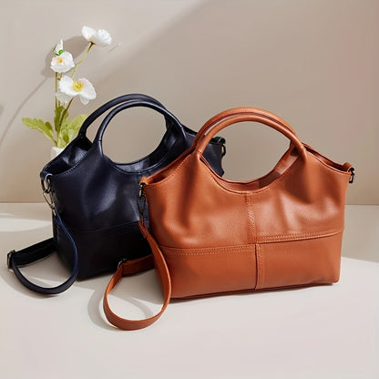 Classic Solid Color Satchel Bag, Versatile All-Match Commuter Shoulder Bag for Everyday Use